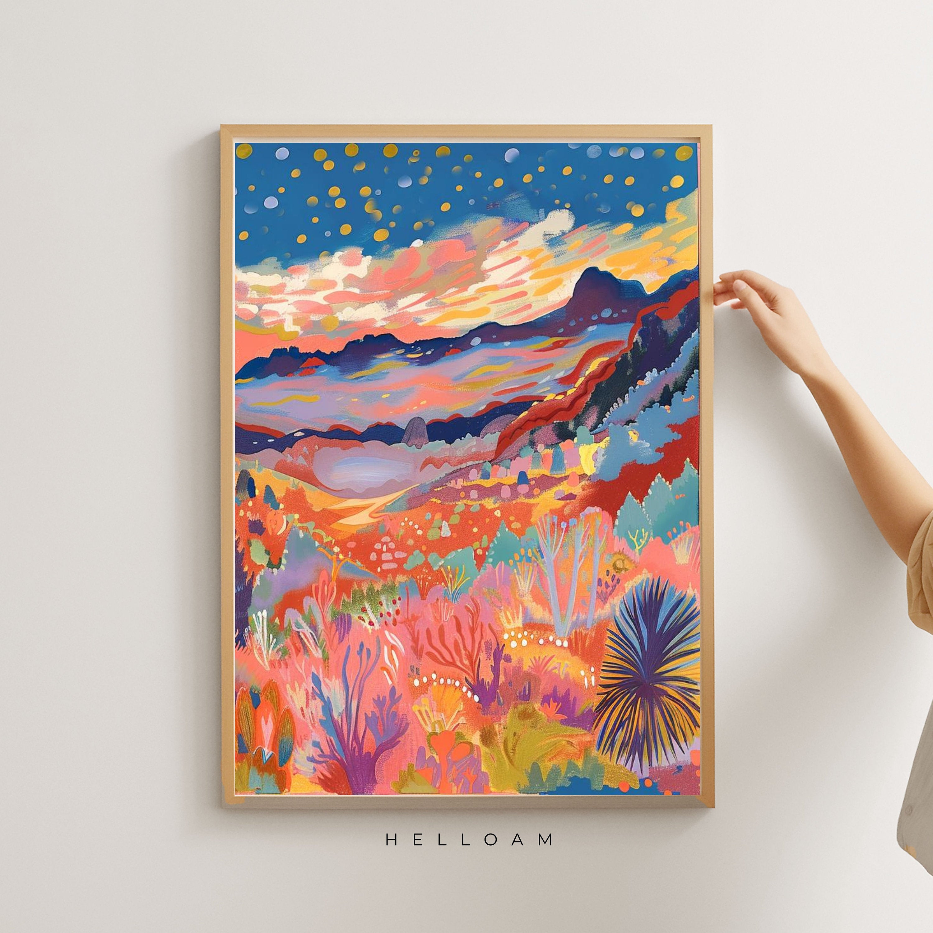 Vibrant Japanese Wall Art Print: Abstract Japandi Exhibition Poster for Home Decor
