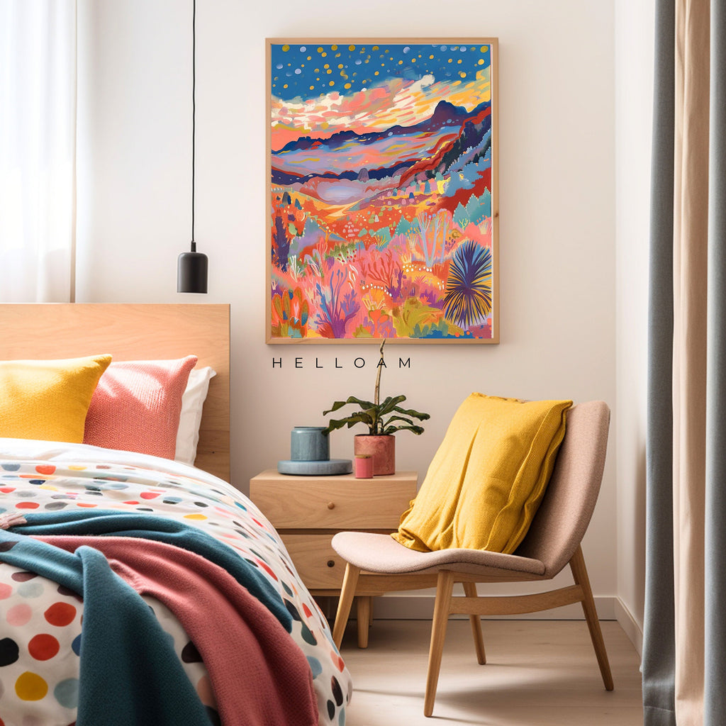 Vibrant Japanese Wall Art Print: Abstract Japandi Exhibition Poster for Home Decor