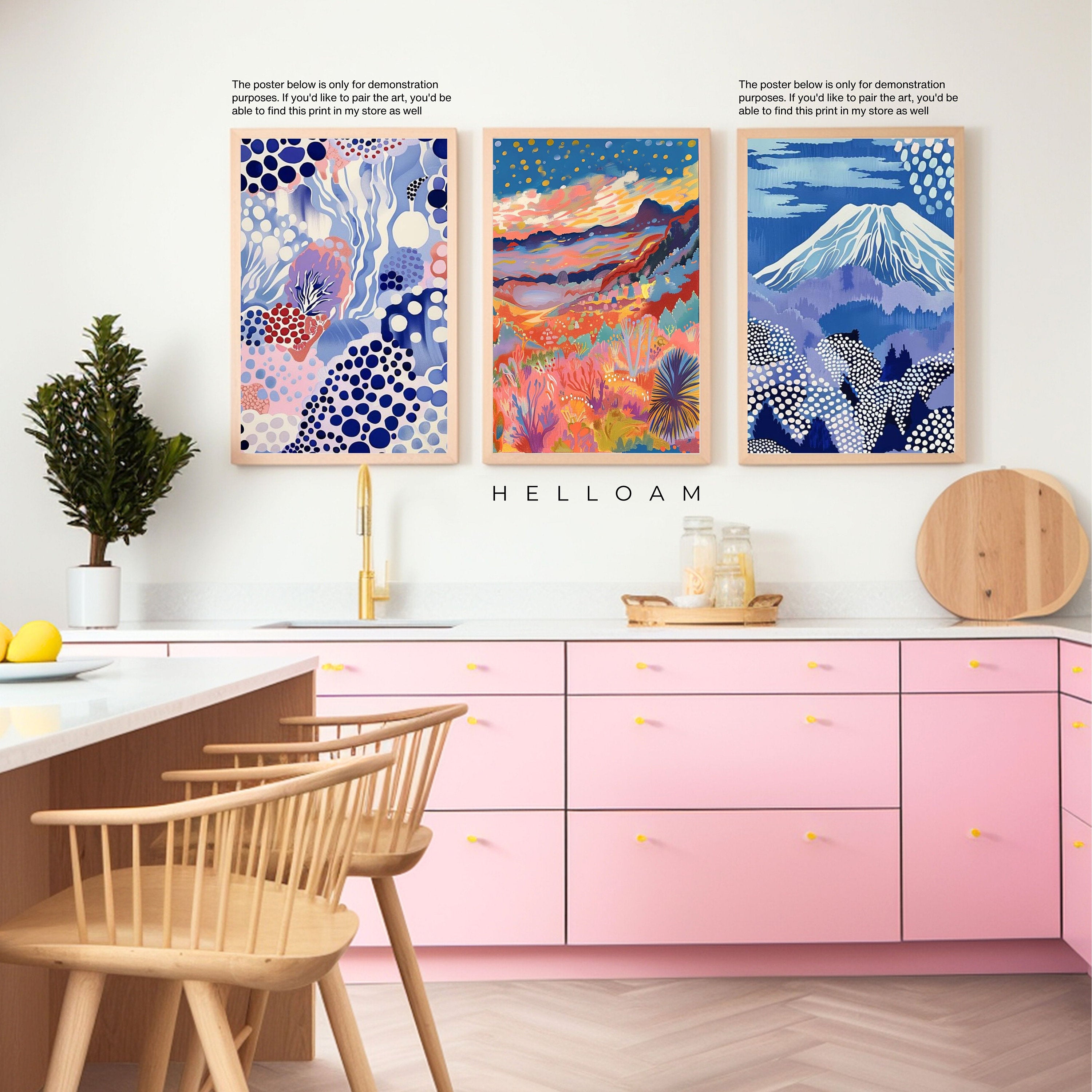 Vibrant Japanese Wall Art Print: Abstract Japandi Exhibition Poster for Home Decor
