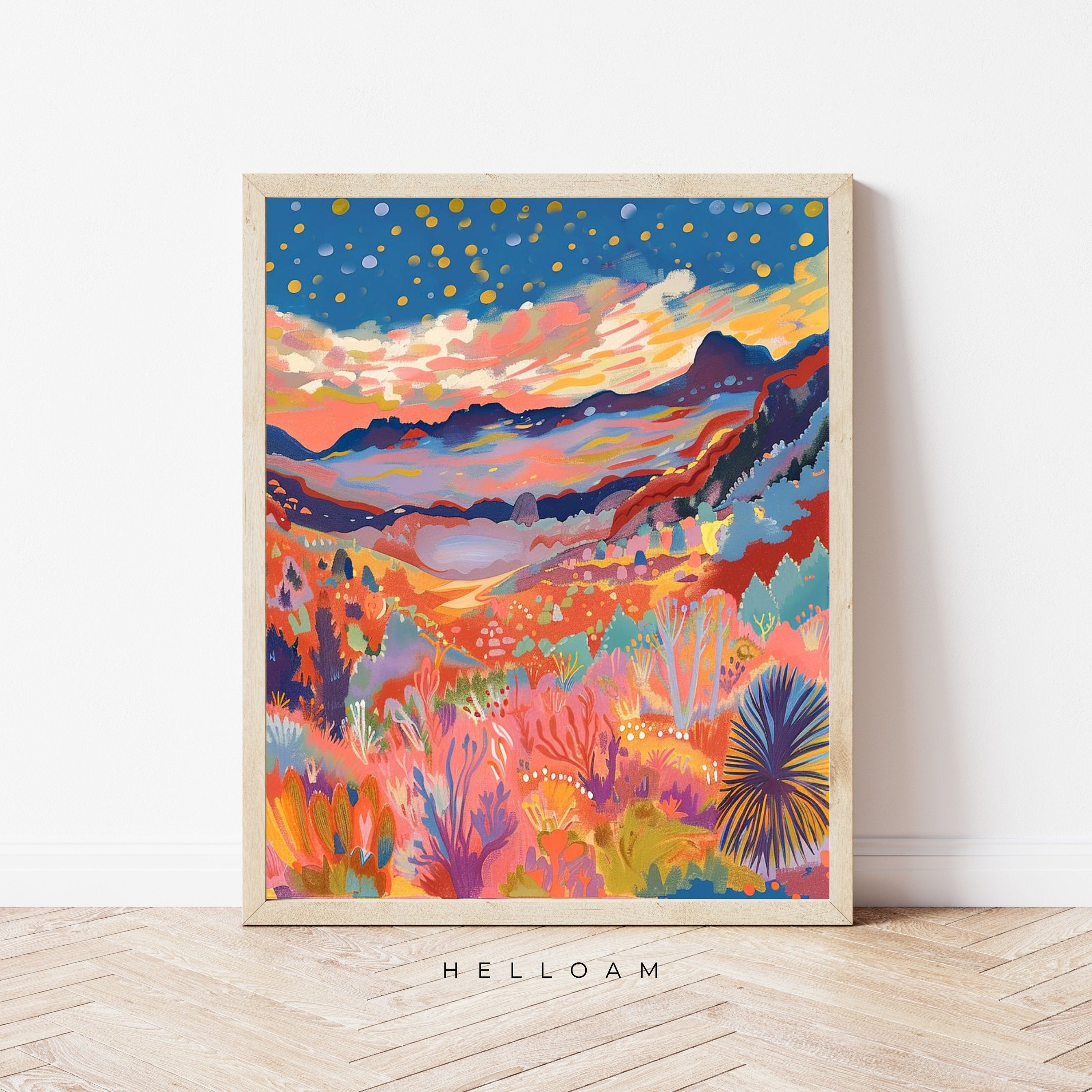 Vibrant Japanese Wall Art Print: Abstract Japandi Exhibition Poster for Home Decor